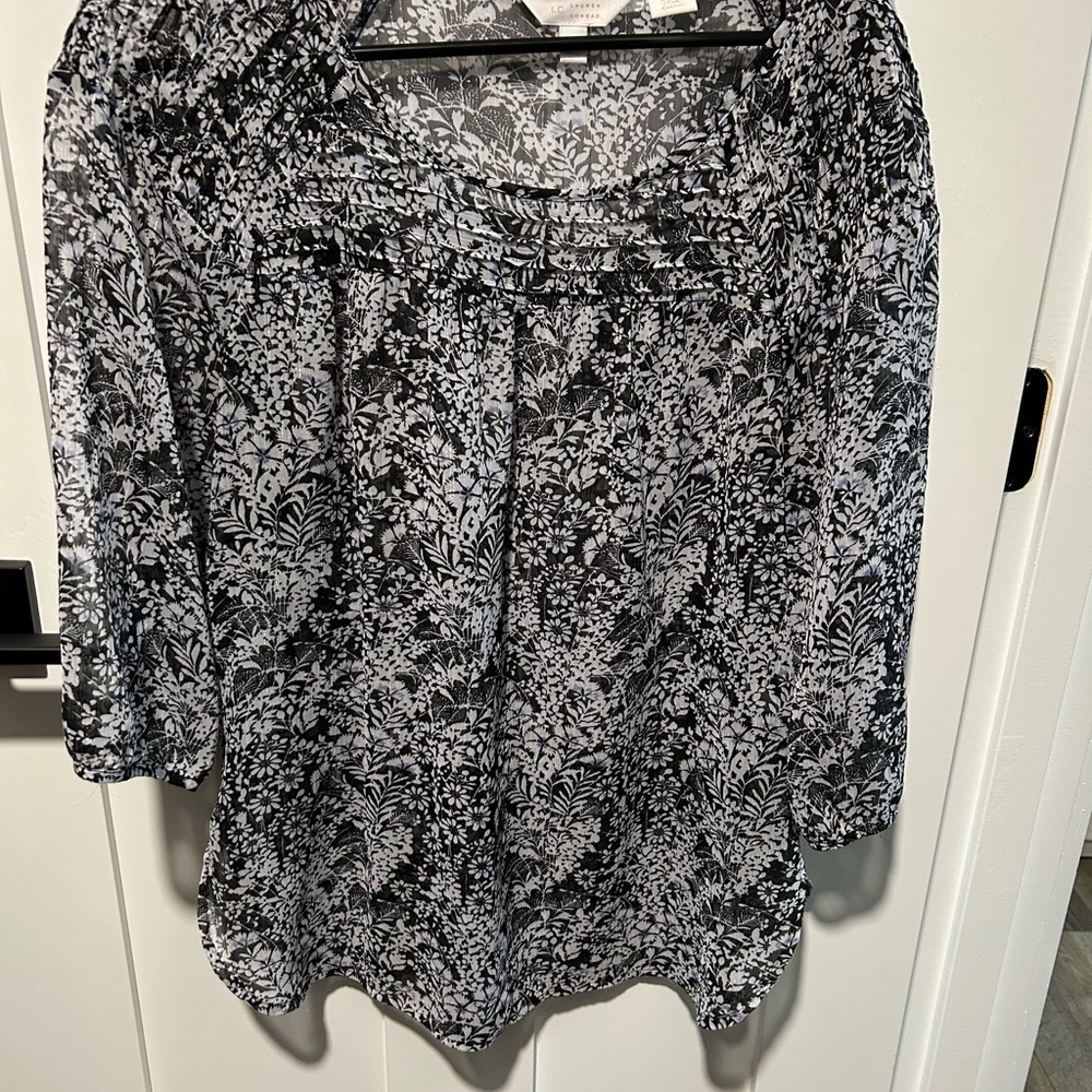 Floral Black and White Women's Top
